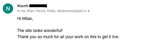 Client message about working with Santos Digital