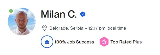 Milan C. - Top Rated Plus on Upwork